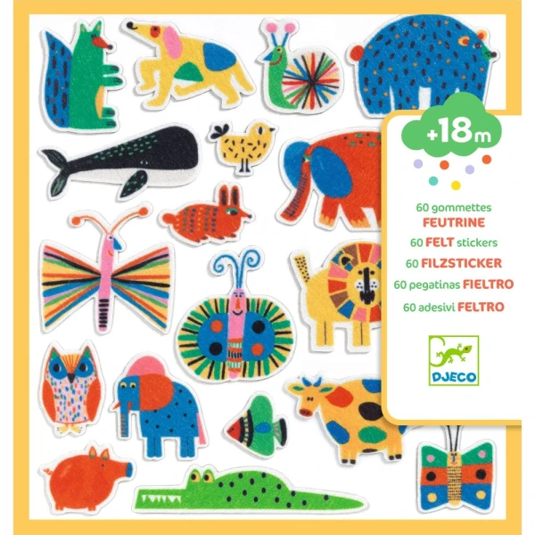 DJECO I CREATE WITH 60 PCS ADHESIVE FELT ANIMALS