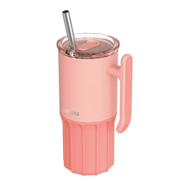 QUOKKA STAINLESS STEEL RAMBLER ΚΟΥΠΑ ΜΕ ΒΑΣΗ ΣΙΛΙΚΟΝΗΣ 720ml - PEACHY PINK