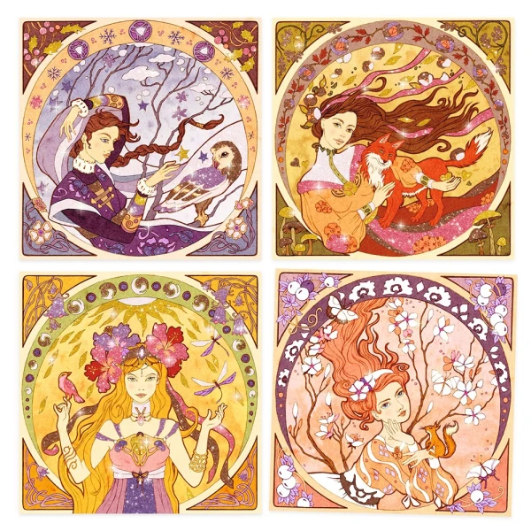 DJECO INSPIRED BY ALFONS MUCHA - ΖΩΓΡΑΦΙΚΗ ΜΕ ΓΚΛΙΤΕΡ ΝΕΡΑΙΔΕΣ