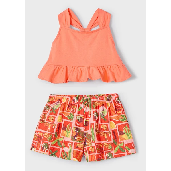 MAYORAL SET SHORTS COTTON  TANGERINE 