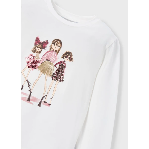 MAYORAL LONG-SLEEVE T-SHIRT CREAM-CHERRY
