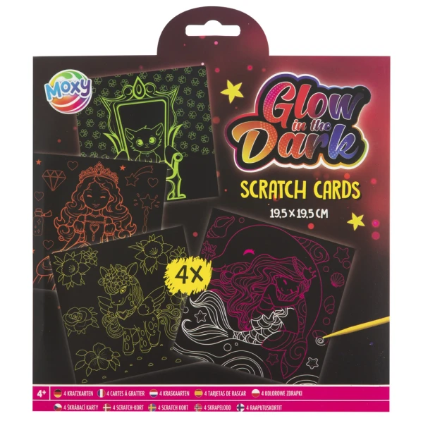 SCRATCH CARDS GLOW IN THE DARK 19.5 x 19.5 cm - 2 DESIGNS
