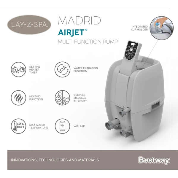 BESTWAY ΣΕΤ ΣΠΑ LAY-Z-SPA 180Χ66 εκ. MADRID AIRJET