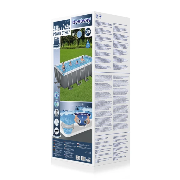 BESTWAY ΣΕΤ ΟΡΘΟΓΩΝΙΑ ΠΙΣΙΝΑ 488X244Χ122 εκ. POWER STEEL