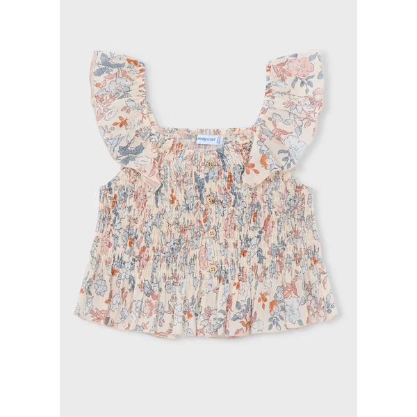 MAYORAL TOP CRINKLED PRINTED SALMON 