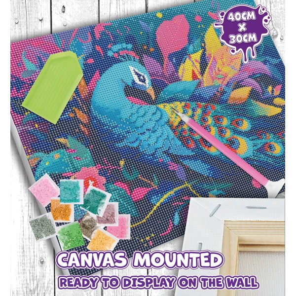 SPLAT PLANET ΣΕΤ DIAMOND PAINTING ΣΕ ΚΑΜΒΑ ΜΕ ΤΕΛΑΡΟ 30Χ40 εκ. PEACOCK