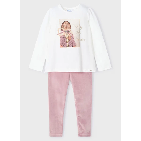 MAYORAL SET LEGGINGS VELOUR PINK