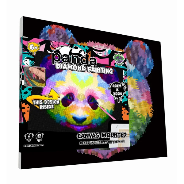 SPLAT PLANET DIAMOND PAINTING KIT ON FRAMED CANVAS 30X40 cm PANDA