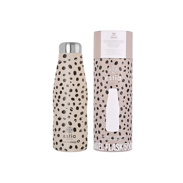 ESTIA HOME ART ΘΕΡΜΟΣ TRAVEL FLASK 500ml - LEOPARD TAUPE