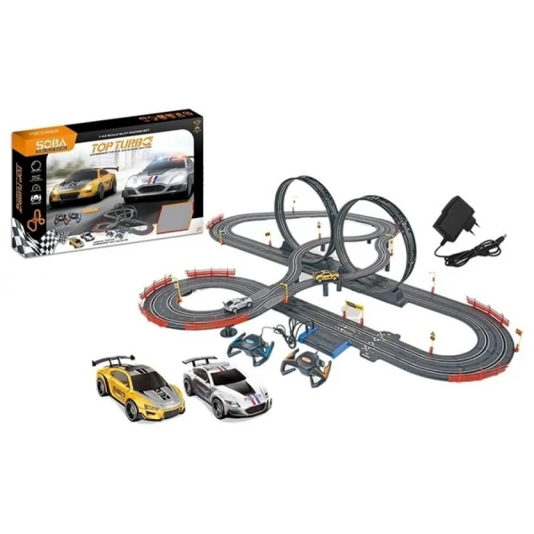 RACEWAY WITH 2 CARS & CONTROLLERS WITH ADAPTER 790cm