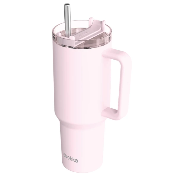 QUOKKA STAINLESS STEEL THERMAL RAMBLER ΚΟΥΠΑ ΜΕ ΚΑΛΑΜΑΚΙ XL 1200ml - LIGHT PINK