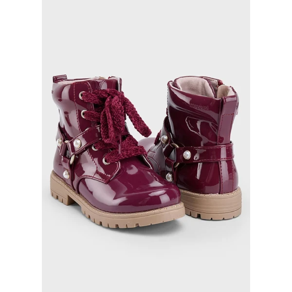 MAYORAL BIKER BOOTS PATENT LEATHER PLUM