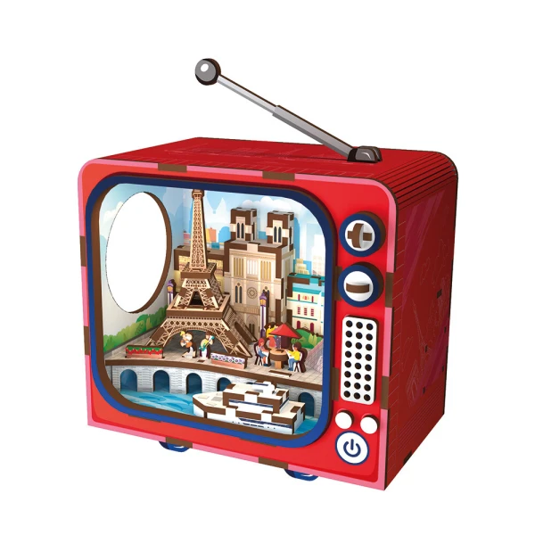 WUDORLD VINTAGE TV WOODEN CRAFT PARIS NOURISHES THE SOUL
