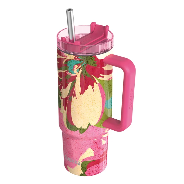 QUOKKA STAINLESS STEEL THERMAL RAMBLER ΚΟΥΠΑ ΜΕ ΚΑΛΑΜΑΚΙ 950ml - PINK FLAMBE