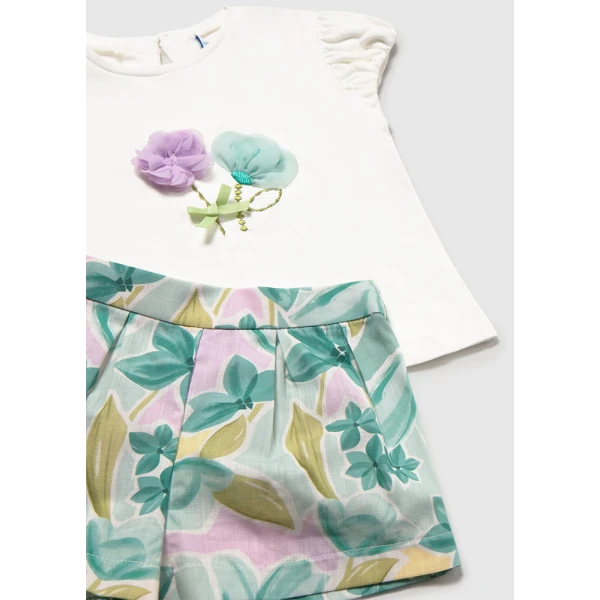 MAYORAL SET BERMUDA PANTS PRINTED BRIGHT GREEN 
