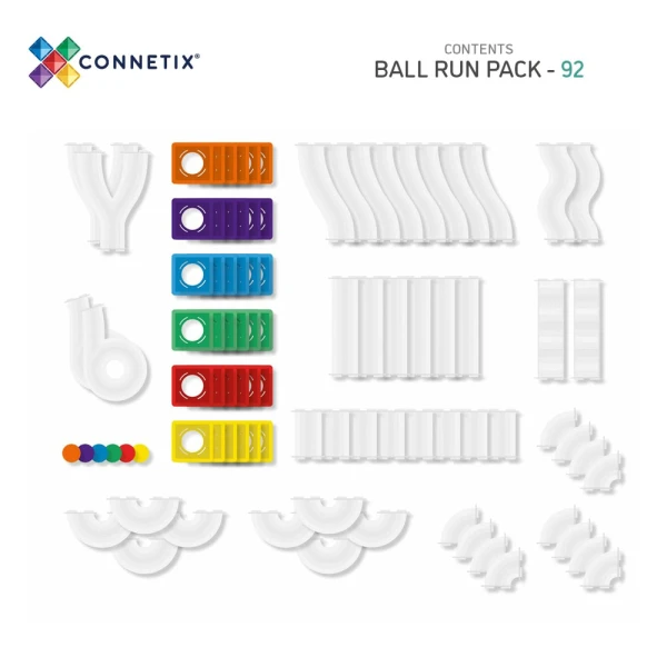 CONNETIX MAGNETIC TILES RAINBOW BALL RUN PACK 92 pcs