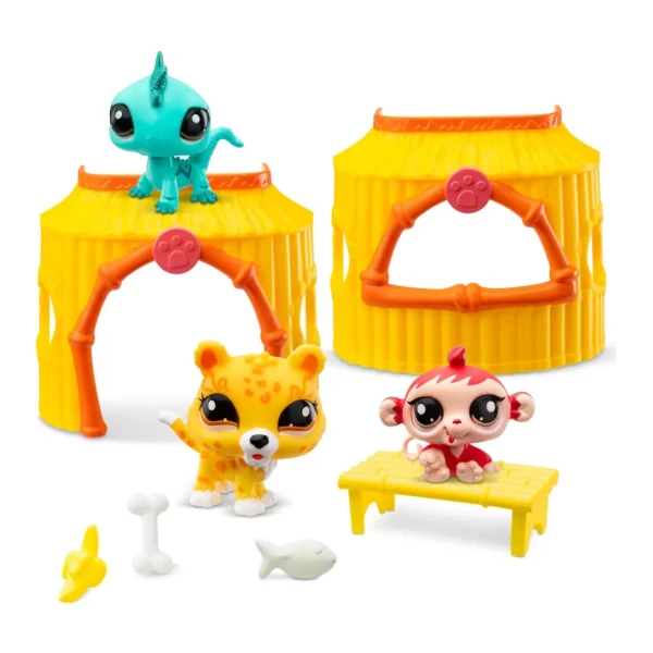 LITTLEST PETSHOP FIGURES 3 pcs. WITH ACCESSORIES - JUNGLE