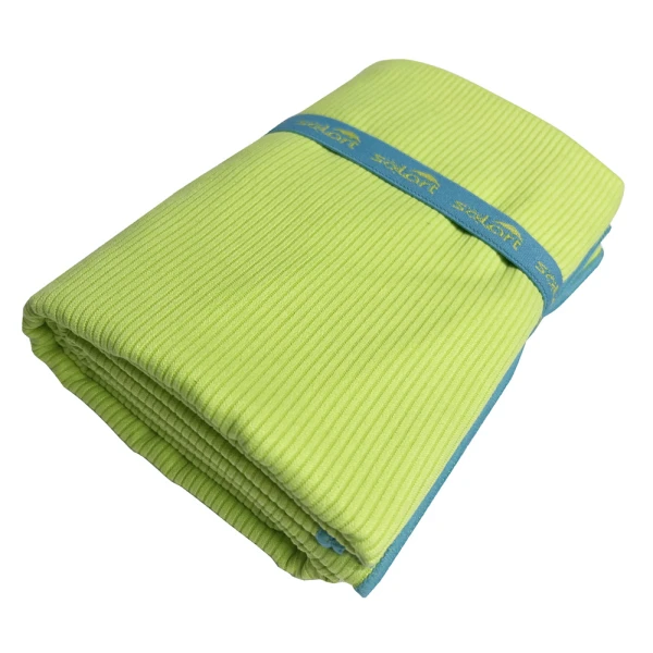 BEACH TOWEL MICROFIBER LARGE LIME WITH TURQUOISE BINDING 75Χ150 cm CORDUROY