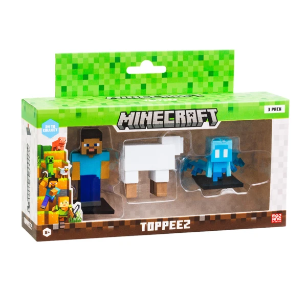 MINECRAFT ΣΕΤ 3 ΦΙΓΟΥΡΕΣ 3D TOPPEEZ 6 εκ. - ΔΙΑΦΟΡΑ ΣΧΕΔΙΑ