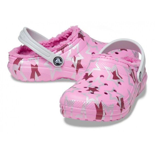CROCS CLASSIC LINED DISCO DANCE PARTY CLOG K TAFFY PINK/MULTI