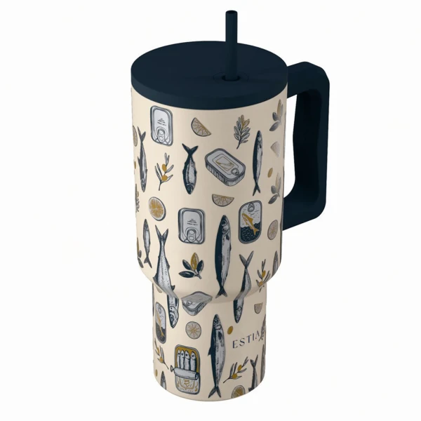 ESTIA HOME ART THERMAL BOTTLE STRAW TUMBLER XL 900ml - SALT LIFE