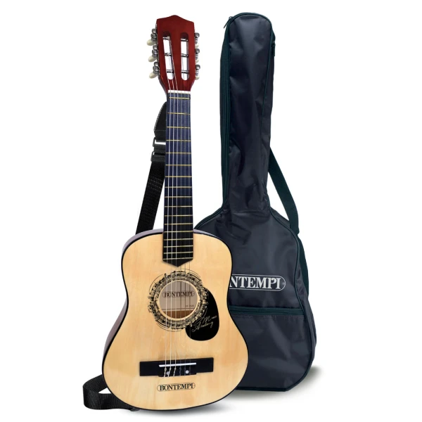 BONTEMPI WOODEN GUITAR 75 cm WITH SHOULDER STRAP AND CARRY BAG