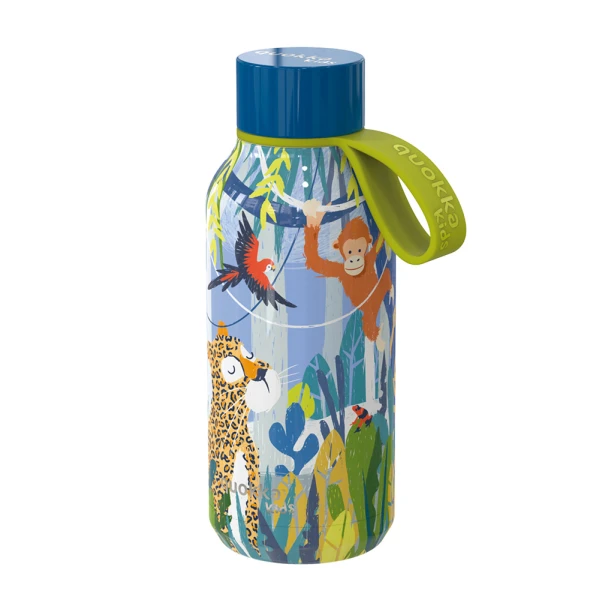 QUOKKA STAINLESS STEEL ΠΑΙΔΙΚΟ ΘΕΡΜΟΣ SOLID ΜΕ ΛΑΒΗ 330ml JUNGLE