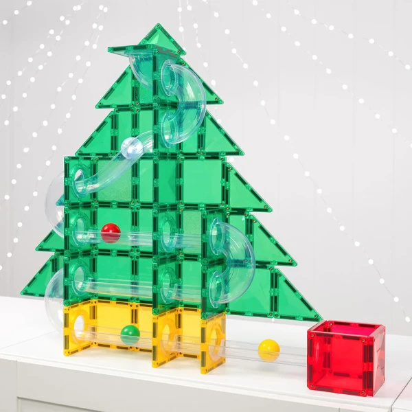 CONNETIX MAGNETIC TILES SPECIAL EDITION CHRISTMAS TREE BALL RUN 71pcs