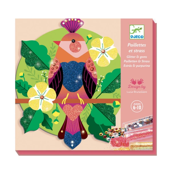 DJECO I CREATE WITH GLITTER AND RHINESTONES PARADISE BIRDS
