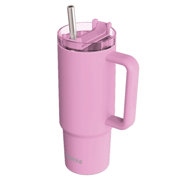 QUOKKA STAINLESS STEEL THERMAL ΚΟΥΠΑ ΜΕ ΚΑΛΑΜΑΚΙ & ΛΑΒΗ 950ml STREAM BLOSSOM PINK