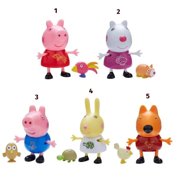 PEPPA PIG ΦΙΓΟΥΡΕΣ ΣΕΤ ΤΩΝ 2 ΦΙΛΑΡΑΚΙΑ ΚΑΙ ΖΩΑΚΙΑ - 5 ΣΧΕΔΙΑ