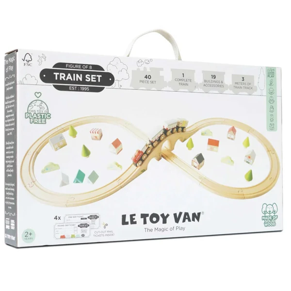 LE TOY VAN WOODEN TRAIN WITH CARRIAGES AND ACCESSORIES