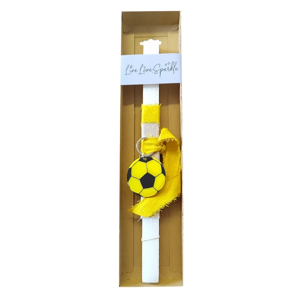 SCENTED CANDLE 30 cm WITH KEYCHAIN PLEXY YELLOW BALL 5 cm