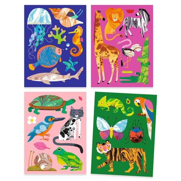 DJECO MARBLE-EFFECT STICKER ART - JUNGLE ANIMALS