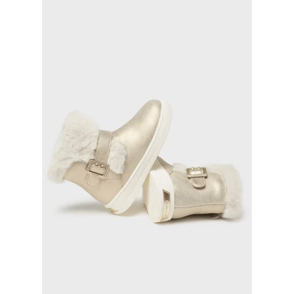 MAYORAL ANKLE BOOT FUR DETAILS GOLD