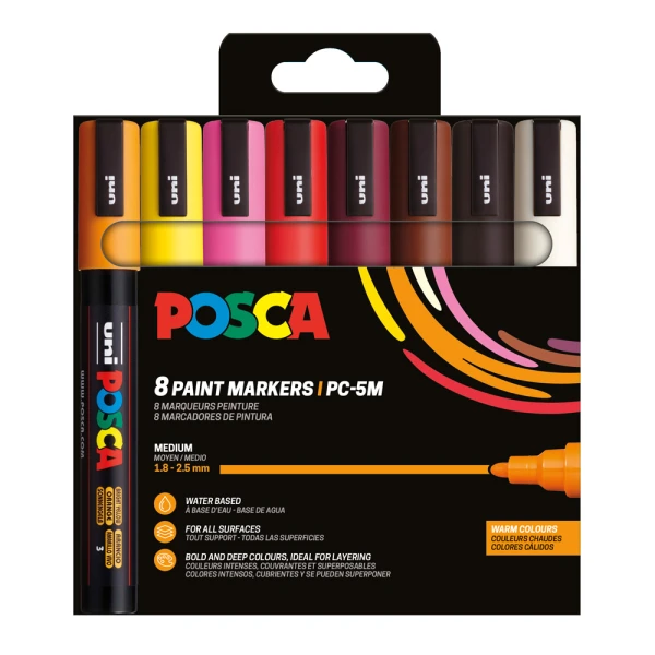 POSCA SET OF 8 MARKERS PC-5M - WARM COLOR