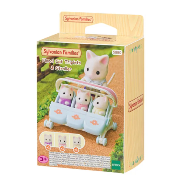 THE SYLVANIAN FAMILIES FLORAL CAT TRIPLETS & STROLLER