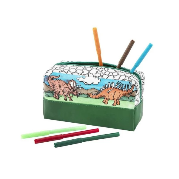 DRAW YOUR PENCILCASE WITH 6 MARKERS - DINOSAURS