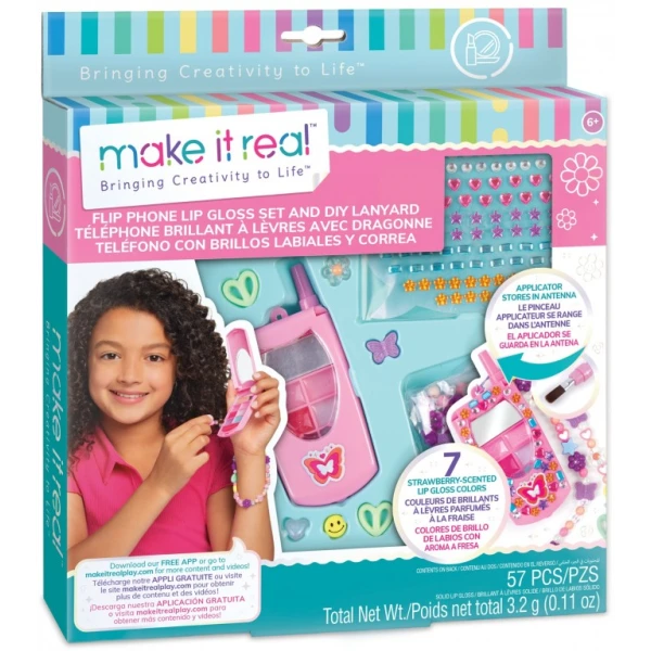 MAKE IT REAL SET FLIP PHONE LIP GLOSS AND DIY LANYARD