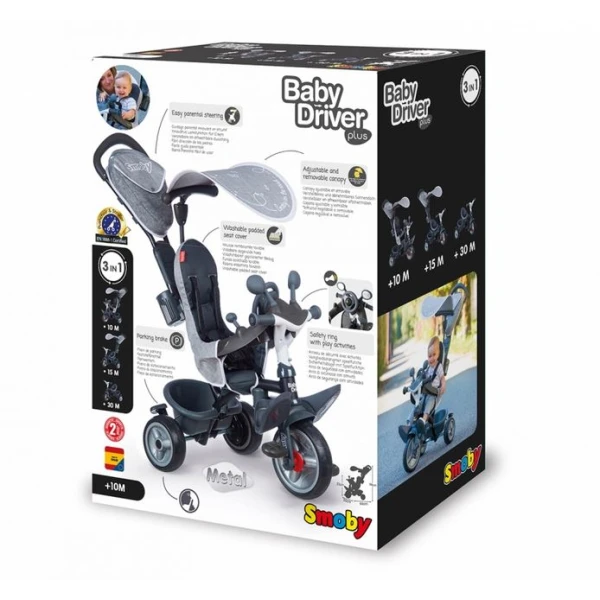 SMOBY TRICYCLE BABY DRIVER PLUS GREY