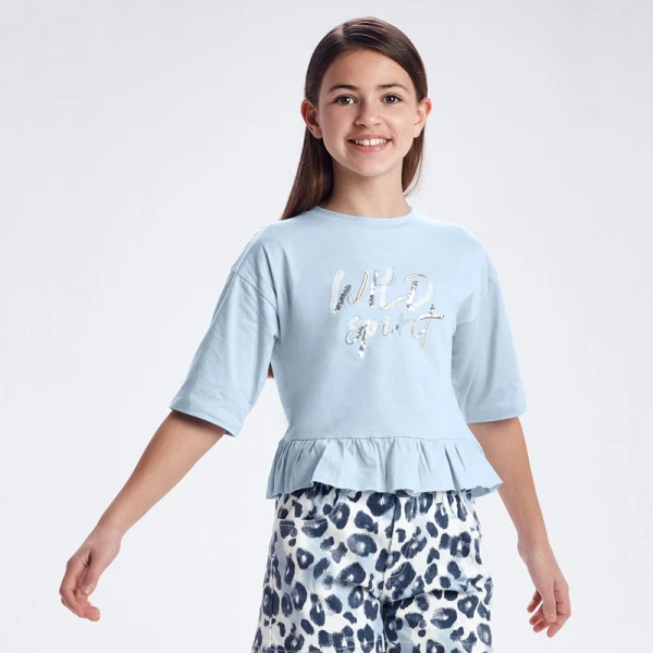 MAYORAL SHORT SLEEVES BLOUSE WILD SPIRIT LIGHT BLUE