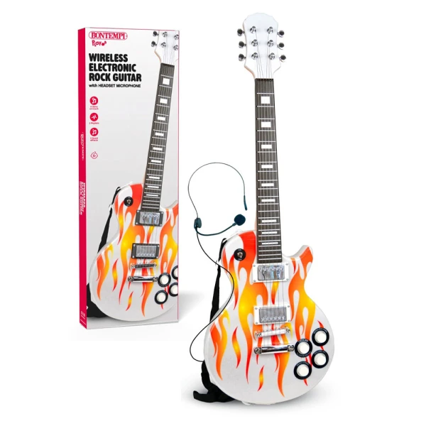 BONTEMPI WIRELESS ELECTRONIC ROCK GUITAR GIBSON MODEL WITH HEADSET MICROPHONE