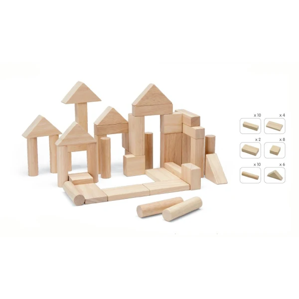 PLAN TOYS ΞΥΛΙΝΑ ΤΟΥΒΛΑΚΙΑ 40 τεμ. ΦΥΣΙΚΟ ΧΡΩΜΑ
