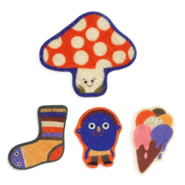 DJECO I CREATE WITH 60 PCS ADHESIVE FELT FUNNY FIGURES
