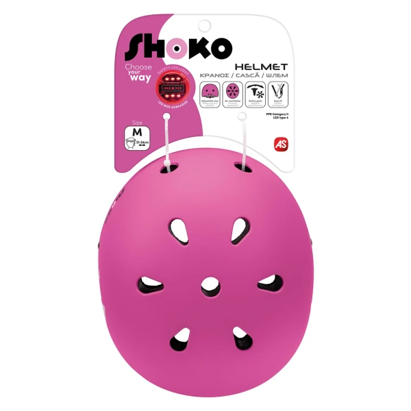 SHOKO PROTECTIVE HELMET WITH LIGHT - BUBBLE BLUSH