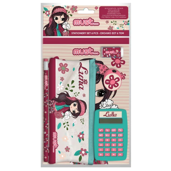 MUST STATIONERY SET 6 pcs WITH COMPUTER GIRL