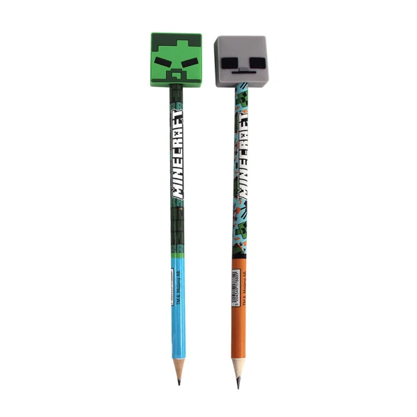PENCIL WITH RUBBER FIGURE MINECRAFT - 2 DESIGNS