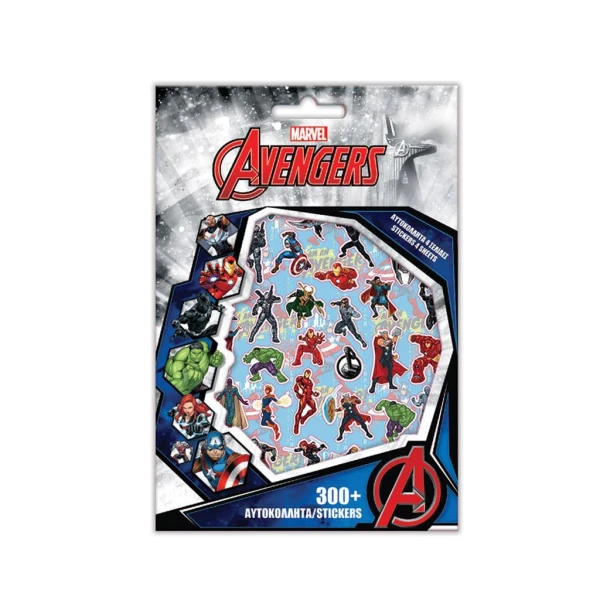 STICKERS 300 pcs. BLOCK 14.5X21.5 cm. AVENGERS