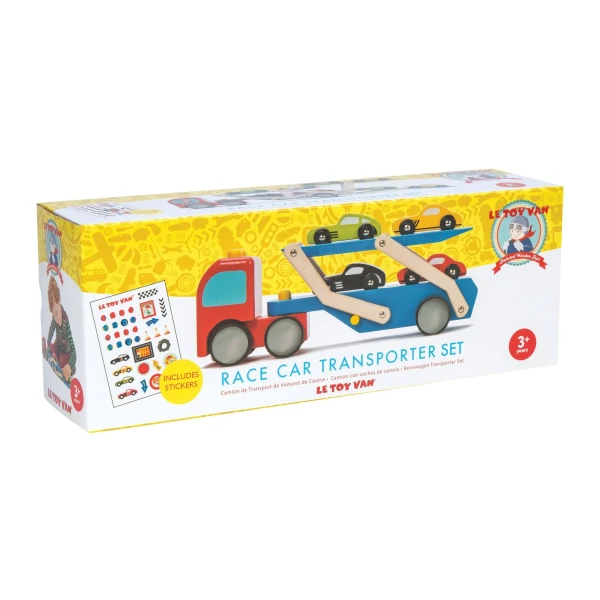 LE TOY VAN ΞΥΛΙΝΟ ΦΟΡΤΗΓΟ ΜΕΤΑΦΟΡΑΣ 32Χ7Χ14 εκ. ΜΕ 4 ΑΥΤΟΚΙΝΗΤΑ