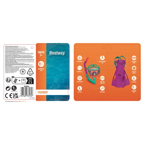 BESTWAY SET MASK WITH SNORKEL & FINS PINK